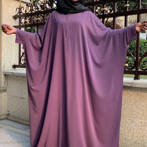 Modern Muslim Woman's One Piece Butterfly Abaya - 3875 - Black